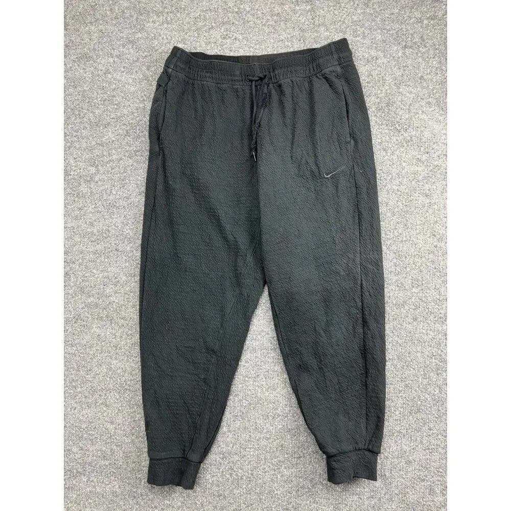 Nike Yoga Jogger Pants Womens L Dri-FIT Textured Sweatpants Athletic‎ Lounge